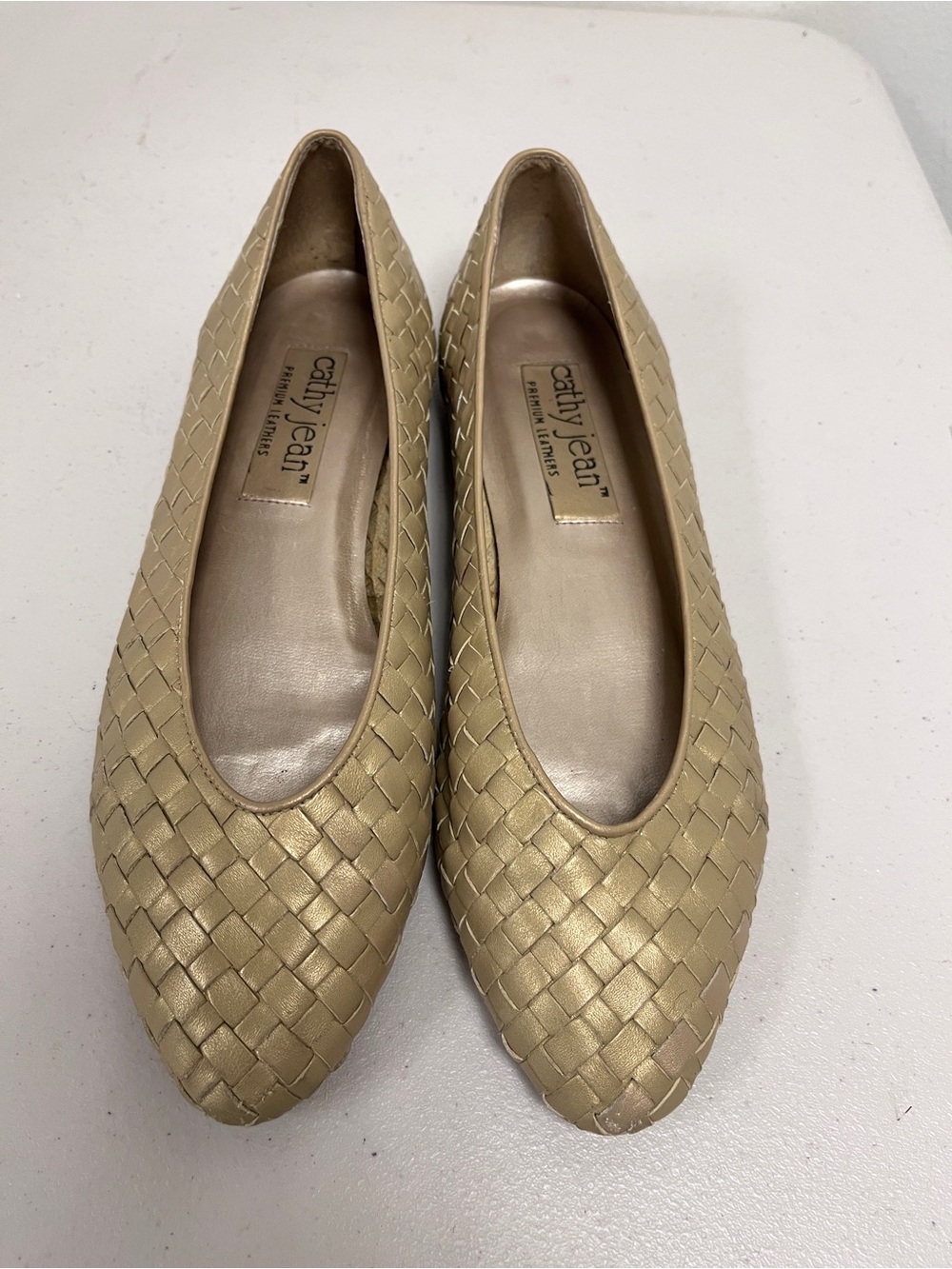 Cathy Jean leather Woven gold Metallic Ballet Flat 9